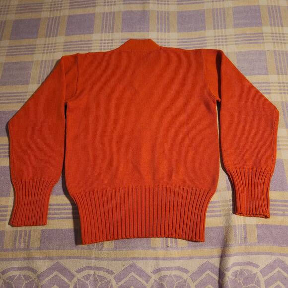 Vintage Orange Letterman Sweater Sand Knit Wear Wool 50s 60s Athletic Size 42 - Picture 3 of 9
